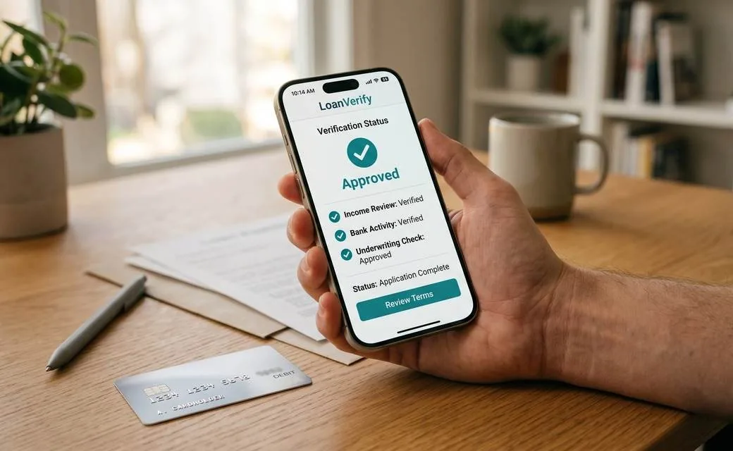 Loan verification status shown on a smartphone