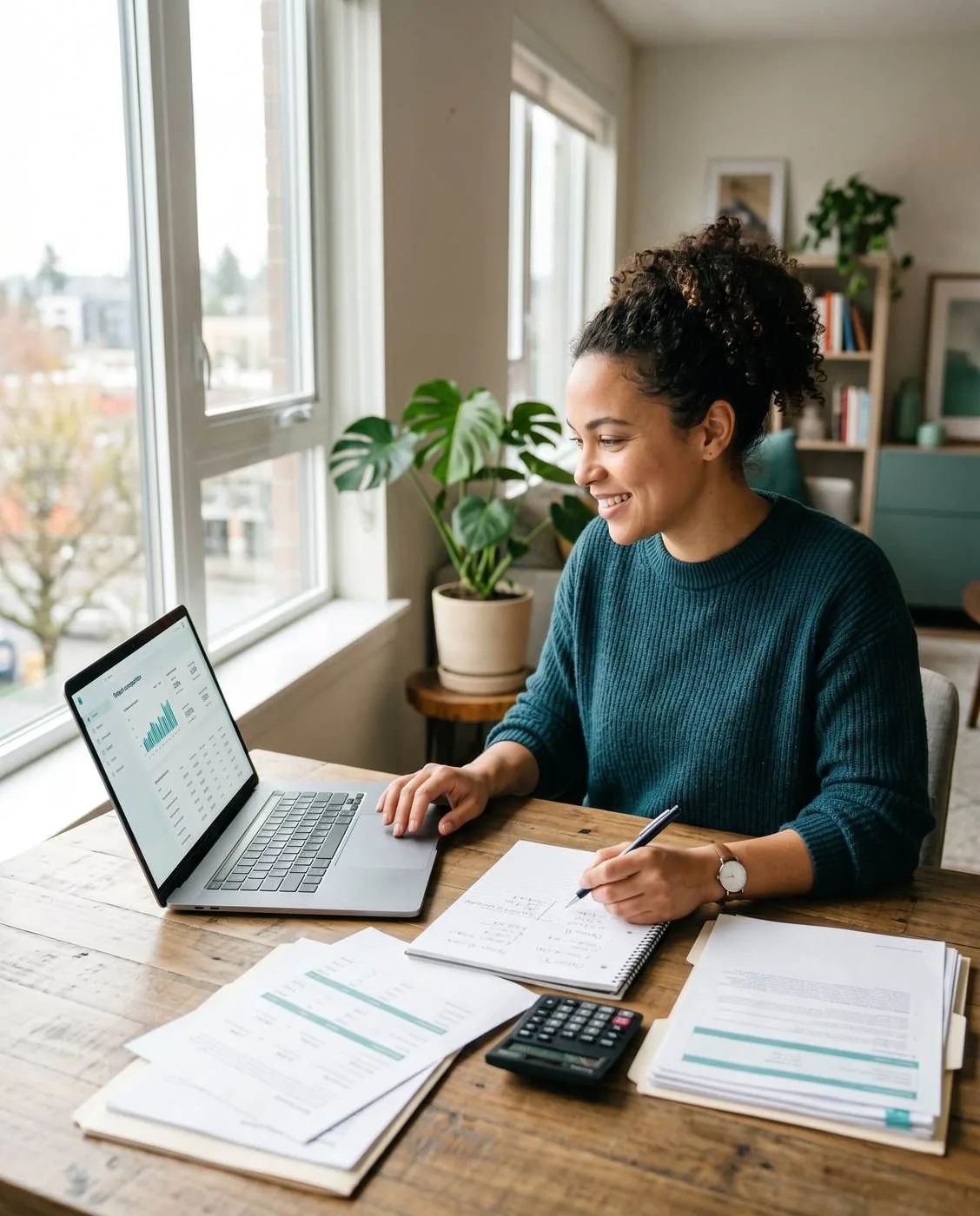 Borrower reviewing cash and repayment planning before applying online